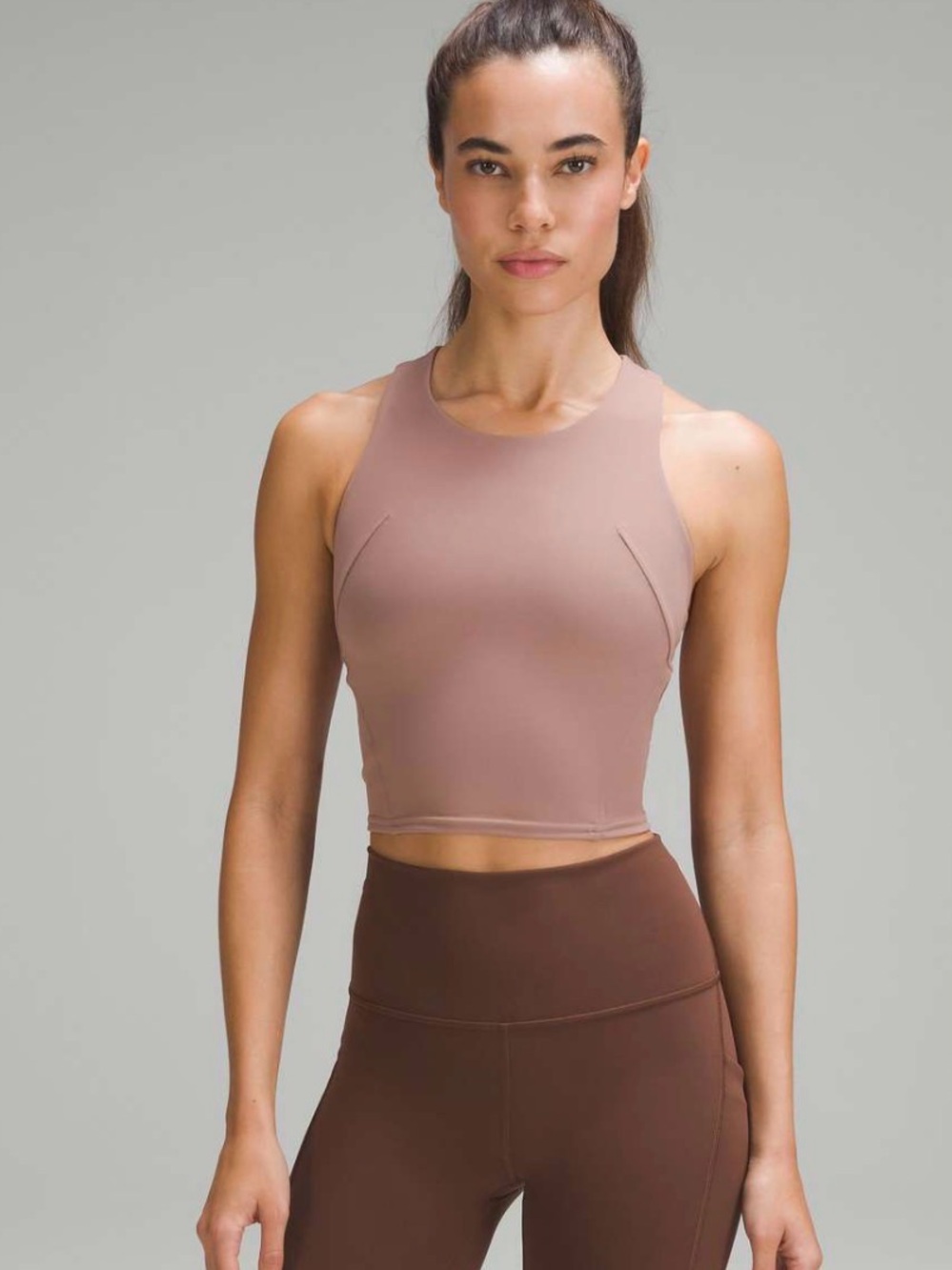 Lululemon Neutral wunder train  Tan Crop Tank Top size 2
